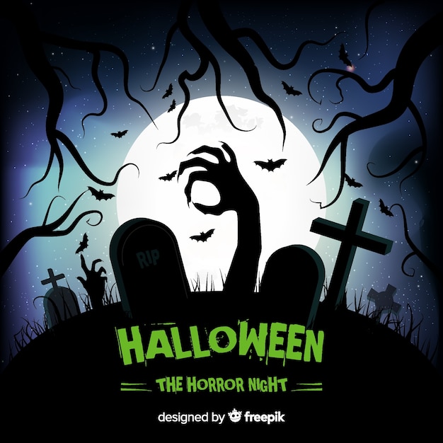 Vector gratuito fondo clásico de halloween con diseño plano