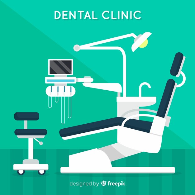 Fondo de clínica dental en diseño plano