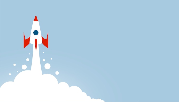 Vector gratuito fondo de cohete volador con espacio de texto