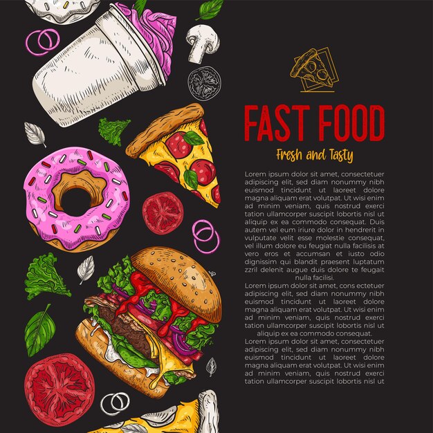 Fondo de colección de cocina comida rápida