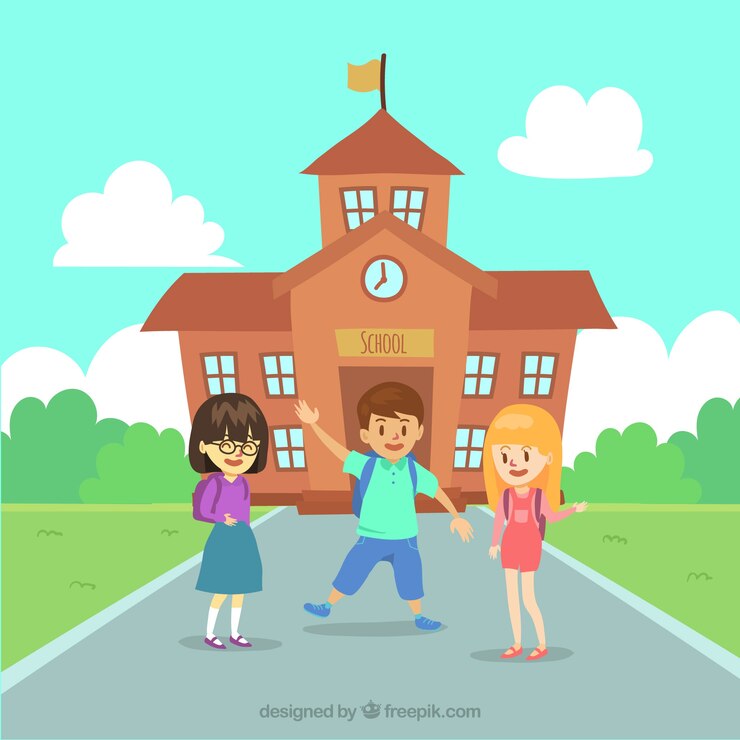 Vector gratuito fondo de colegio con niños