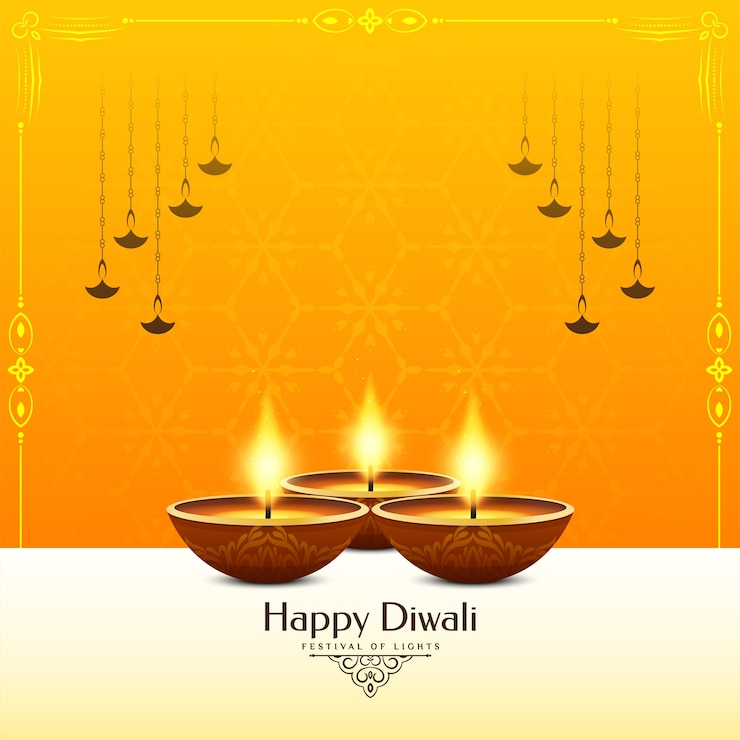 Vector gratuito fondo de color amarillo feliz festival de diwali