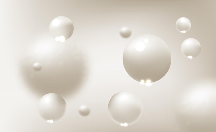 Vector gratuito fondo de color claro con efecto de desenfoque de bolas blancas esferas redondas 3d elementos de diseño geométrico patrón de bola circular