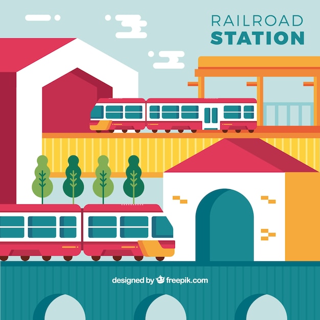 Vector gratuito fondo de color de estación de tren