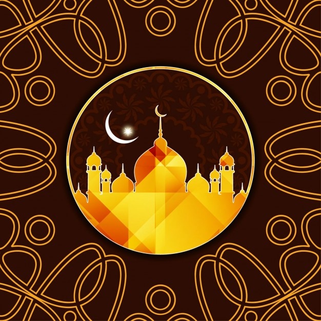 Vector gratuito fondo de color marrón de eid mubarak con elementos ornamentales