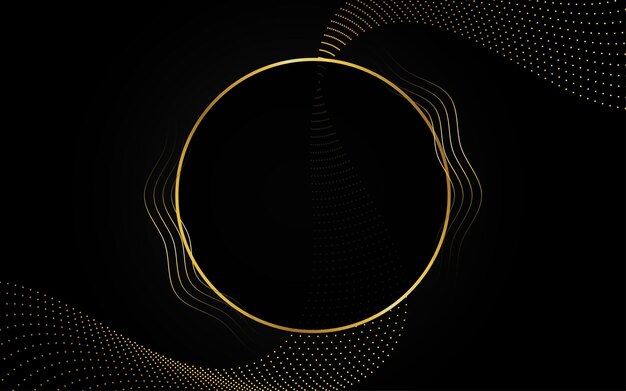 Fondo de color negro oscuro abstracto capas superpuestas decoración líneas doradas con espacio de copia para texto