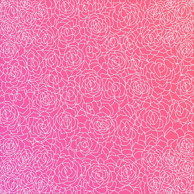 Vector gratuito fondo de color rosa fantástico con rosas blancas