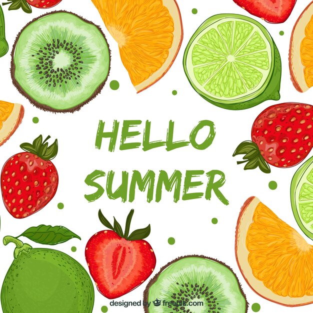Fondo de color con variedad de frutas