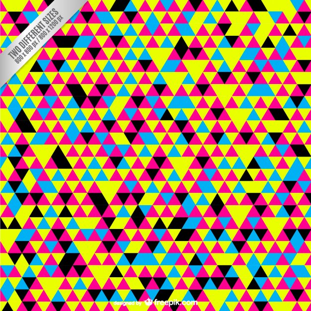 Fondo de colores CMYK con pequeños triángulos
