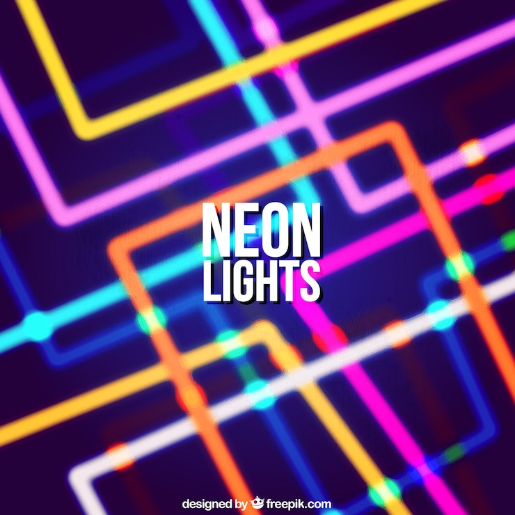 Vector gratuito fondo de colores con luces de neón geométricas