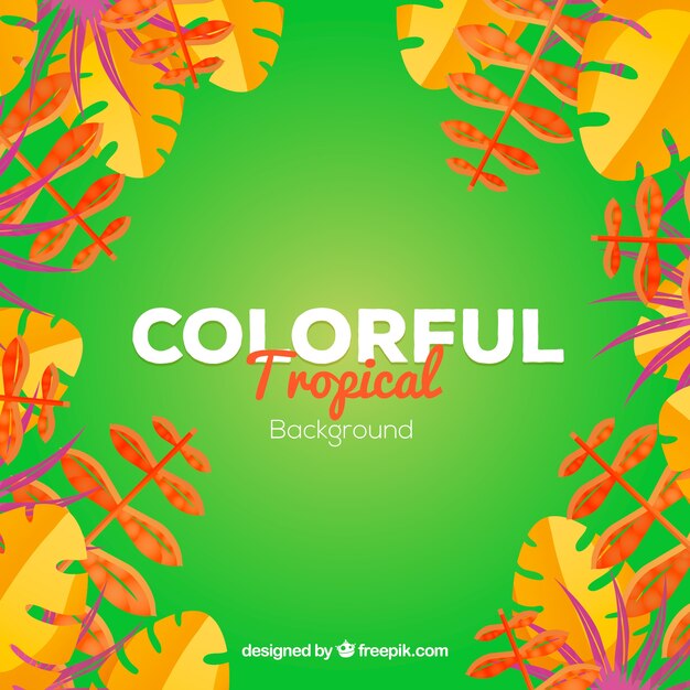 El fondo de las coloridas hojas tropicales