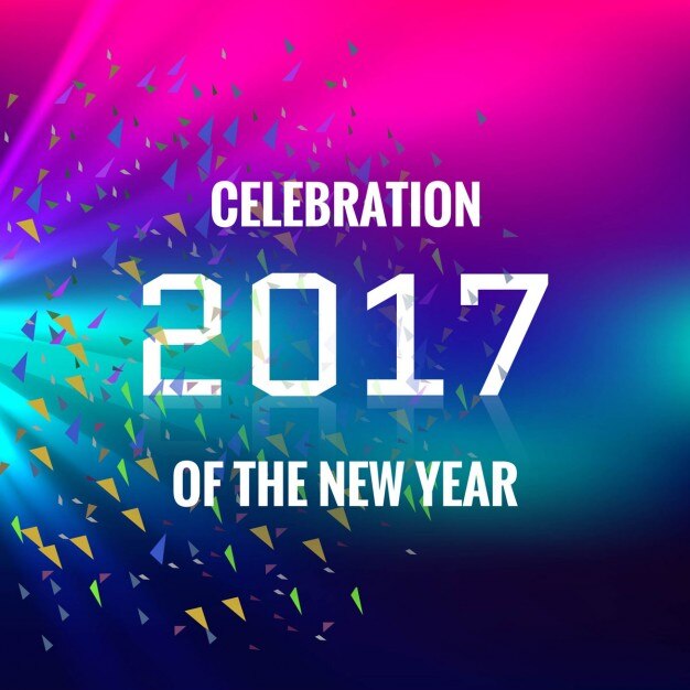 Fondo colorido de 2017 con confeti