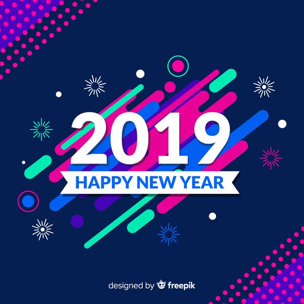 Fondo colorido de año nuevo con estilo moderno