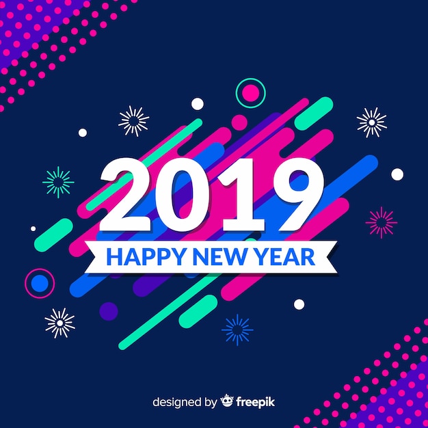 Fondo colorido de año nuevo con estilo moderno