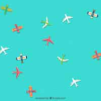 Vector gratuito fondo colorido con aviones viajando