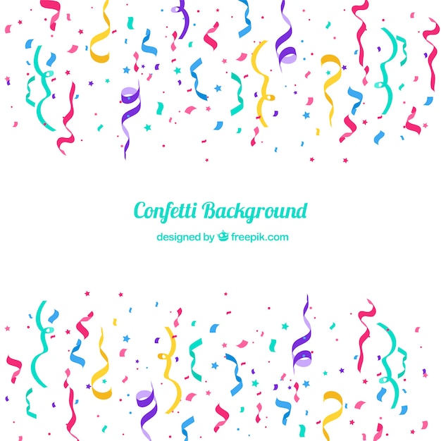 Fondo colorido de confetti en estilo plano