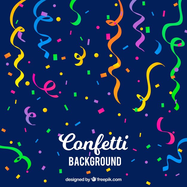 Fondo colorido de confetti en estilo plano