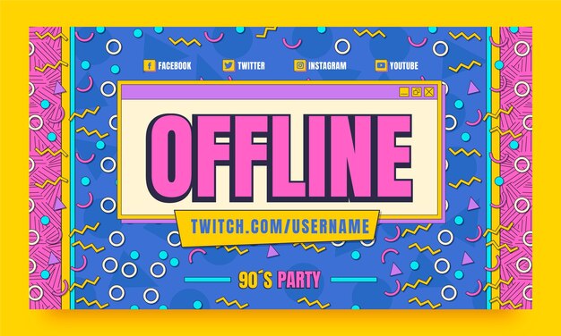 Fondo colorido de contracción de fiesta de los 90 de diseño plano