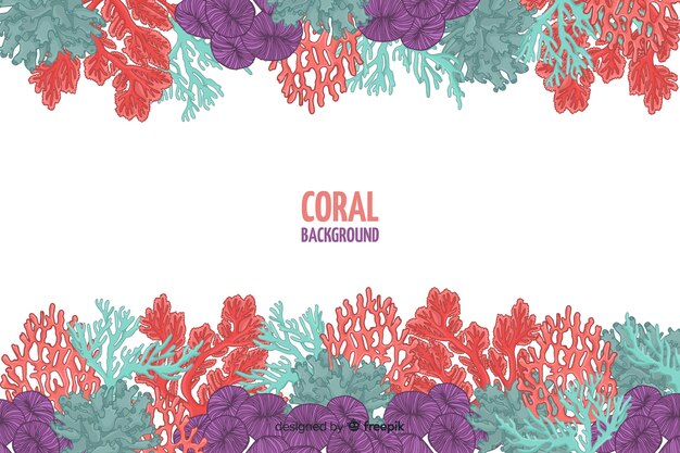 Fondo colorido coral dibujado a mano