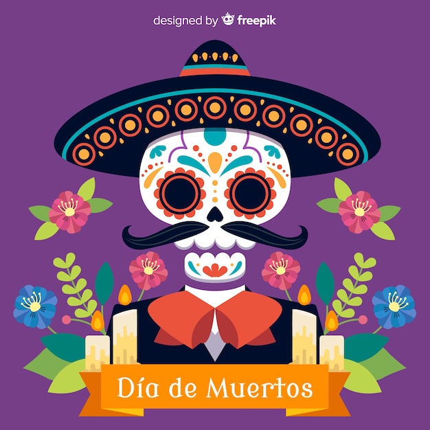 Vector gratuito fondo colorido creativo del día de los muertos