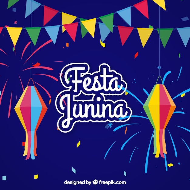 Fondo colorido con decoración de festa junina 