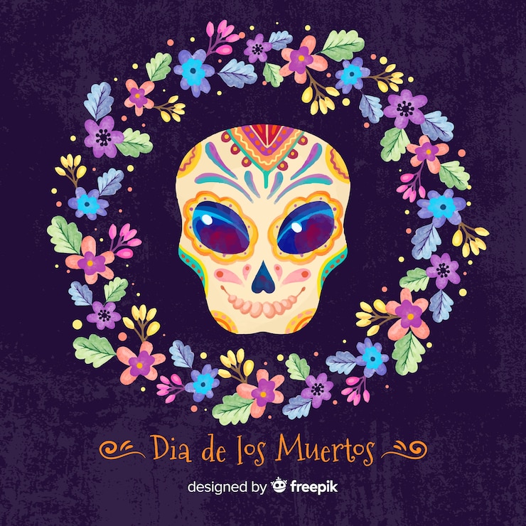 Vector gratuito fondo colorido día de muertos