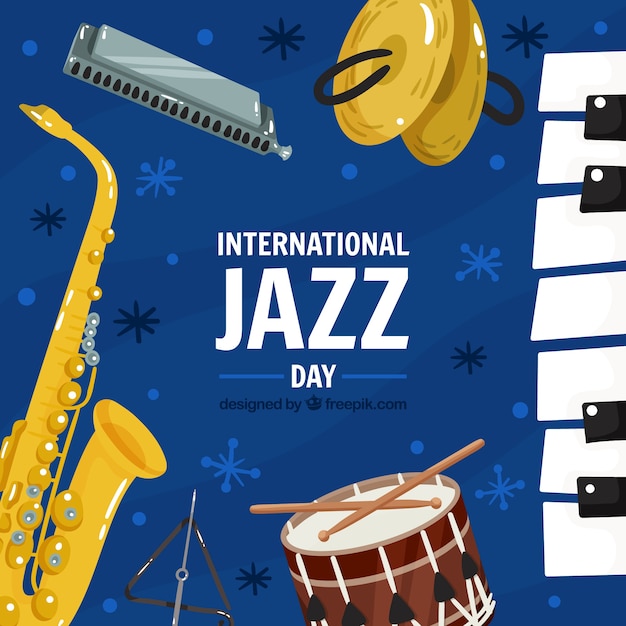 Fondo colorido dibujado a mano para el día internacional de jazz