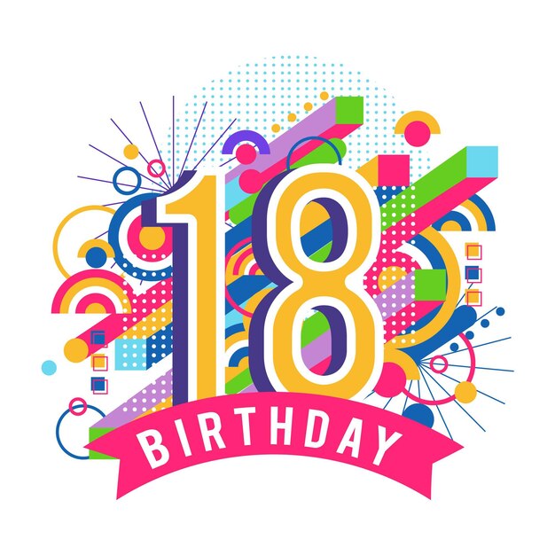 Fondo colorido feliz cumpleaños 18