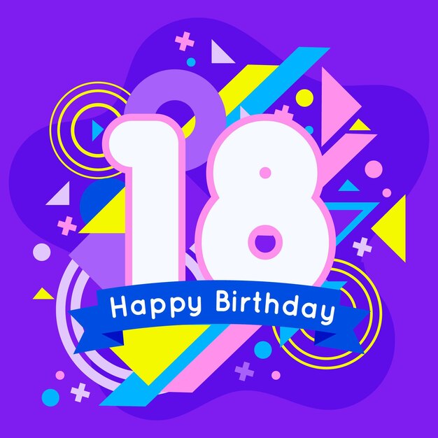 Fondo colorido feliz cumpleaños 18