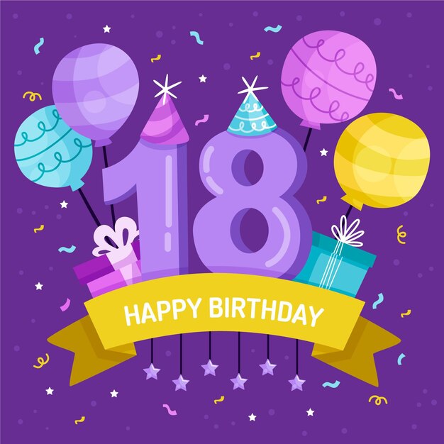 Fondo colorido feliz cumpleaños 18