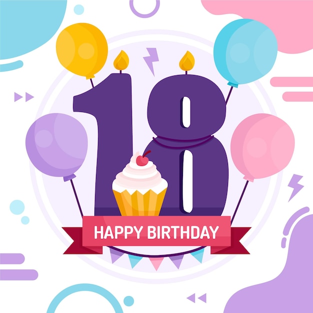 Fondo colorido feliz cumpleaños 18