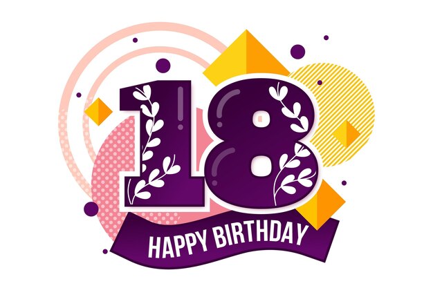 Fondo colorido feliz cumpleaños 18