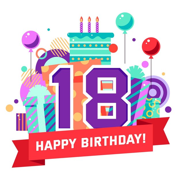 Fondo colorido feliz cumpleaños 18
