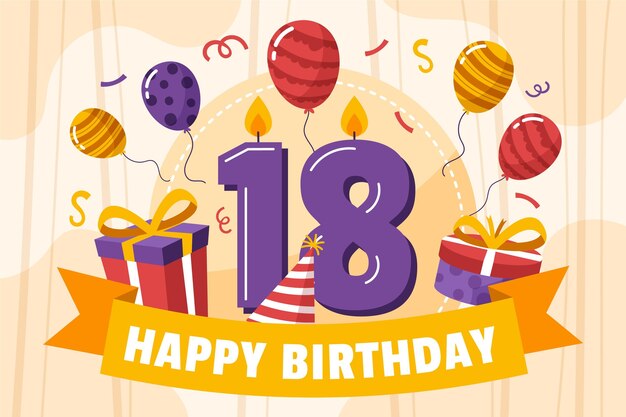 Fondo colorido feliz cumpleaños 18