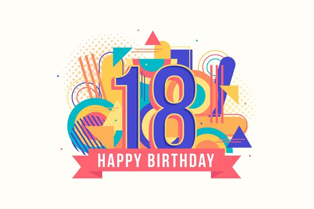 Fondo colorido feliz cumpleaños 18