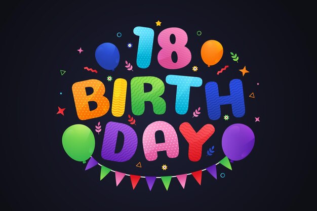 Fondo colorido feliz cumpleaños 18