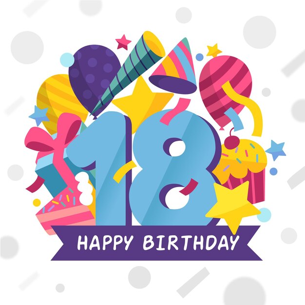 Fondo colorido feliz cumpleaños 18
