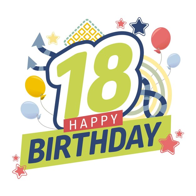 Fondo colorido feliz cumpleaños 18