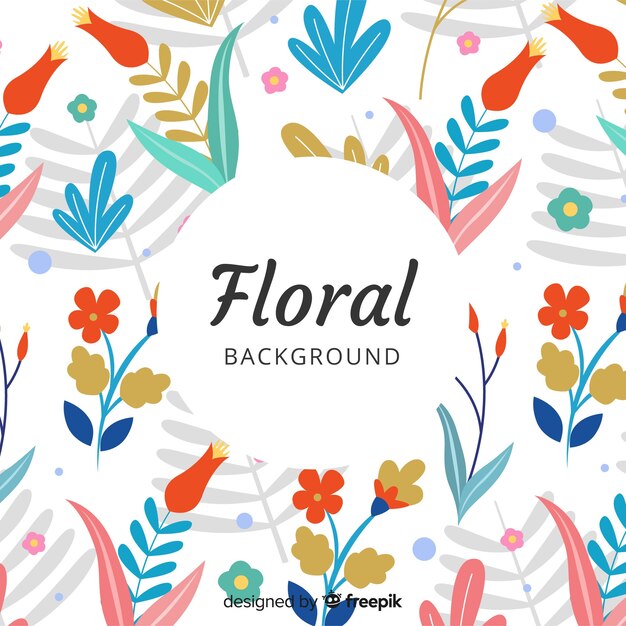Fondo colorido floral dibujado