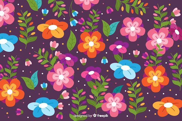 Vector gratuito fondo colorido de flores dibujado a mano