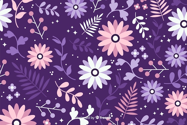 Vector gratuito fondo colorido de flores en diseño plano