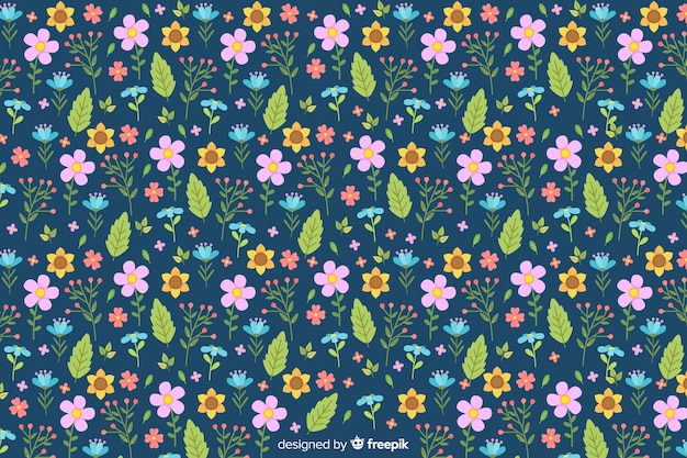 Fondo colorido de flores y hojas