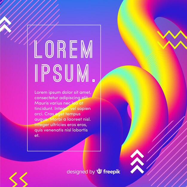 Fondo colorido con formas líquidas tridimensionales