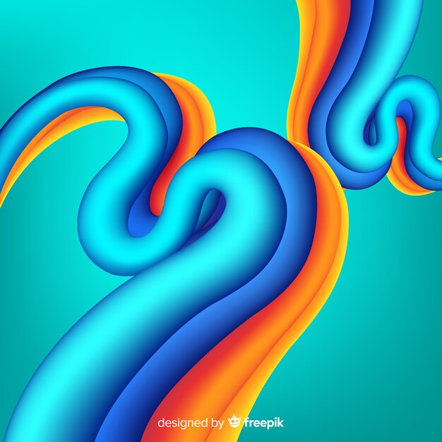 Fondo colorido con formas líquidas tridimensionales