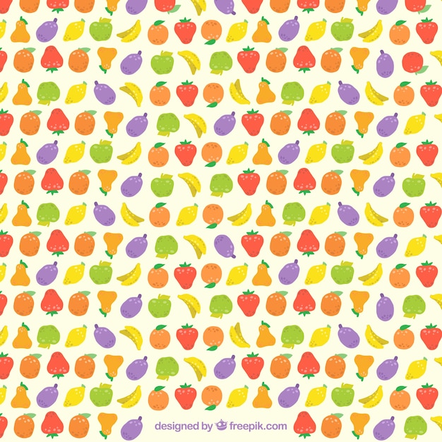 Fondo colorido de frutas dibujadas a mano