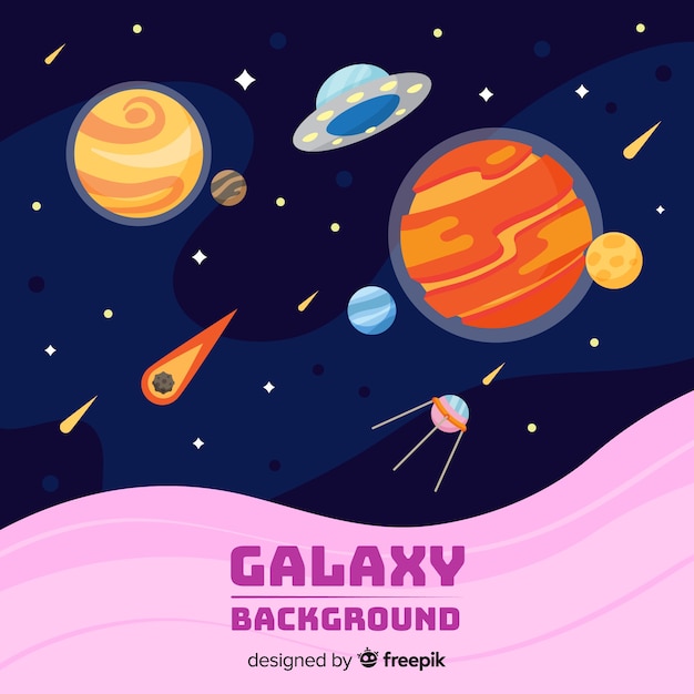 Vector gratuito fondo colorido de galaxia con diseño plano