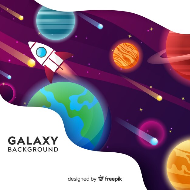 Fondo colorido de galaxia con diseño plano