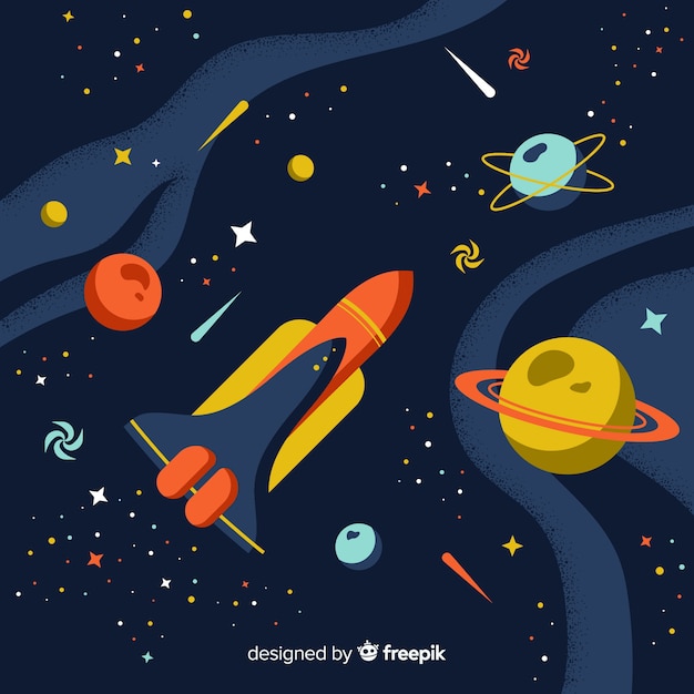 Vector gratuito fondo colorido de galaxia con diseño plano