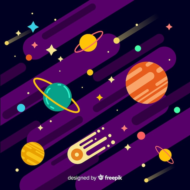 Vector gratuito fondo colorido de galaxia con diseño plano