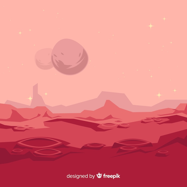 Vector gratuito fondo colorido de marte con diseño plano